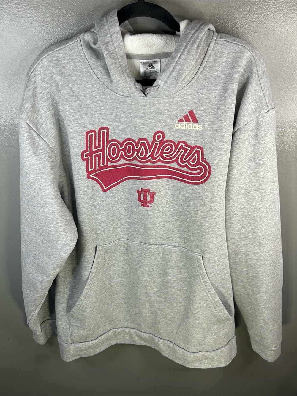 Adidas Indiana Hoosiers NCAA University Grey Hoodie Sweatshirt Pullover Size XL